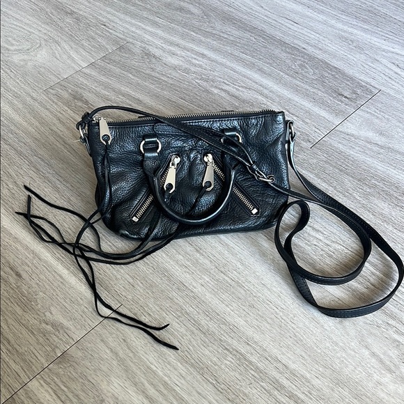 Rebecca Minkoff black leather purse with zippers - Picture 2 of 5